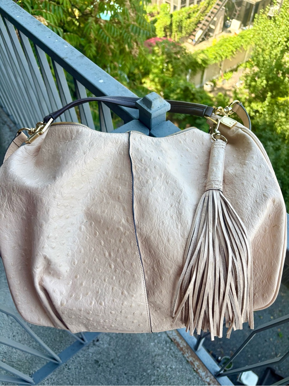 G.I.L.I. Blush Leather Tassel Shoulder Bag